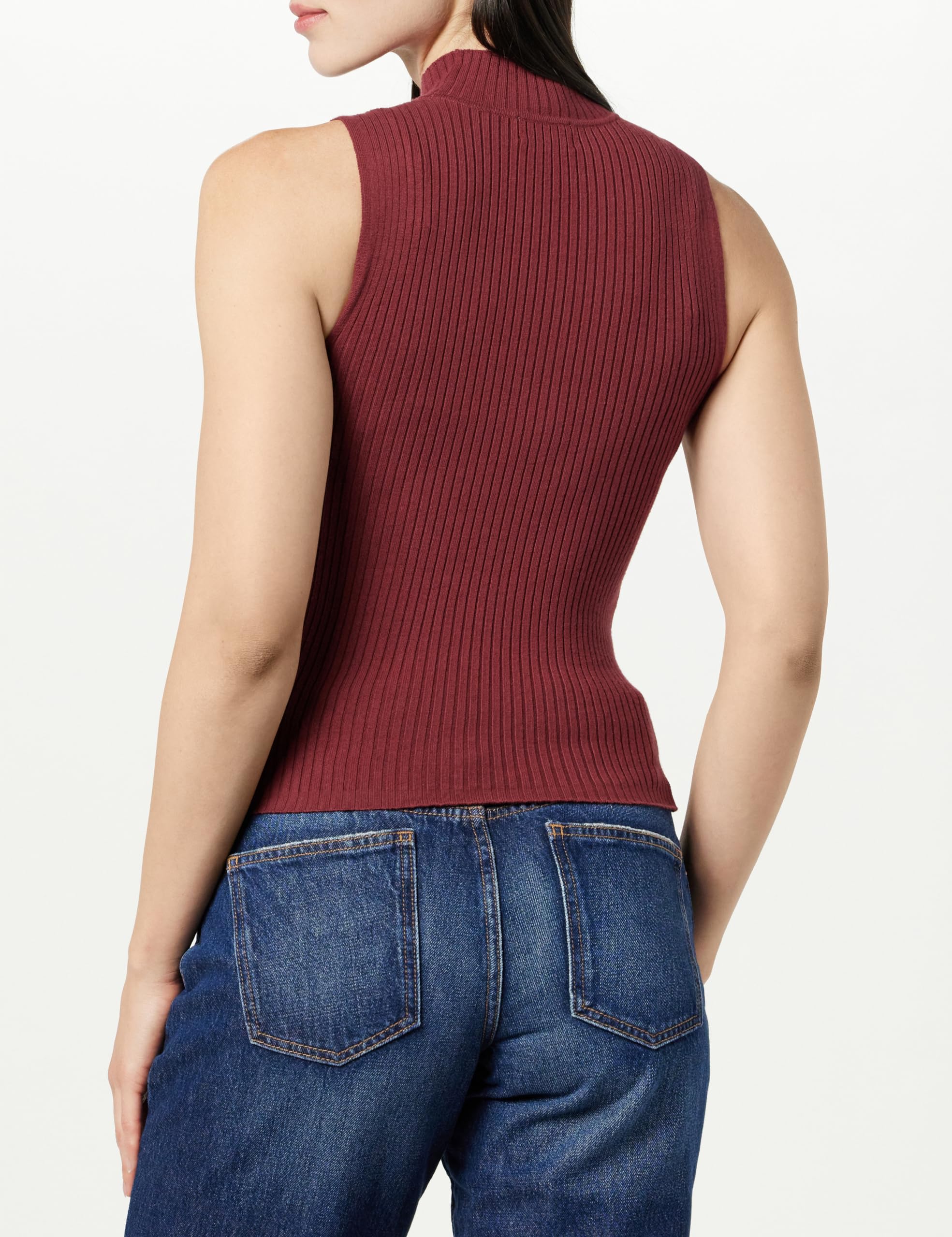 The Drop Women's Karolina Sleeveless Ribbed Mock-Neck Sweater