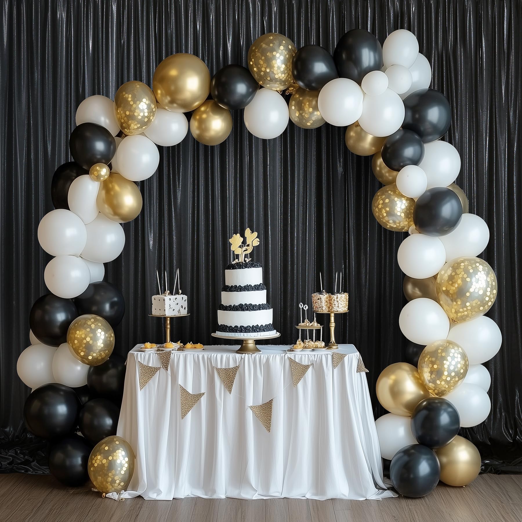 3 x 3 m, sfondo nero con paillettes per feste, senza pieghe, sfondo fotografico glitterato, 2 pannelli, 1,5 x 3 m, tessuto lucido per matrimoni, compleanni, Natale, sfondo fotografico