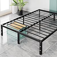 Sweetcrispy Queen Metal Platform Bed Frame with 14" Underbed Storage, Heavy Duty Steel Slats, No Box Spring Needed