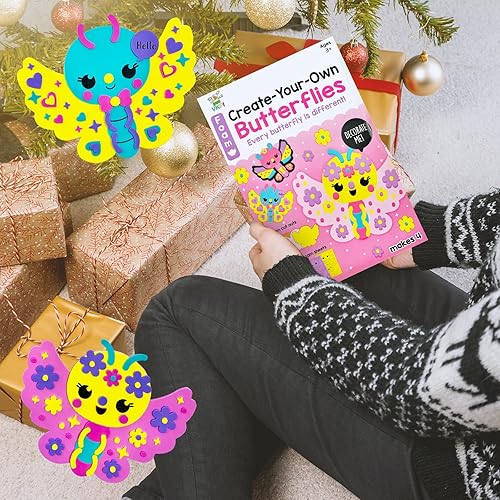Miniatura 7 de VKPI Kit de regalo de 4 piezas de espuma EVA, creativo para hacer tus propias mariposas, proyectos de manualidades de papel de dibujos animados para