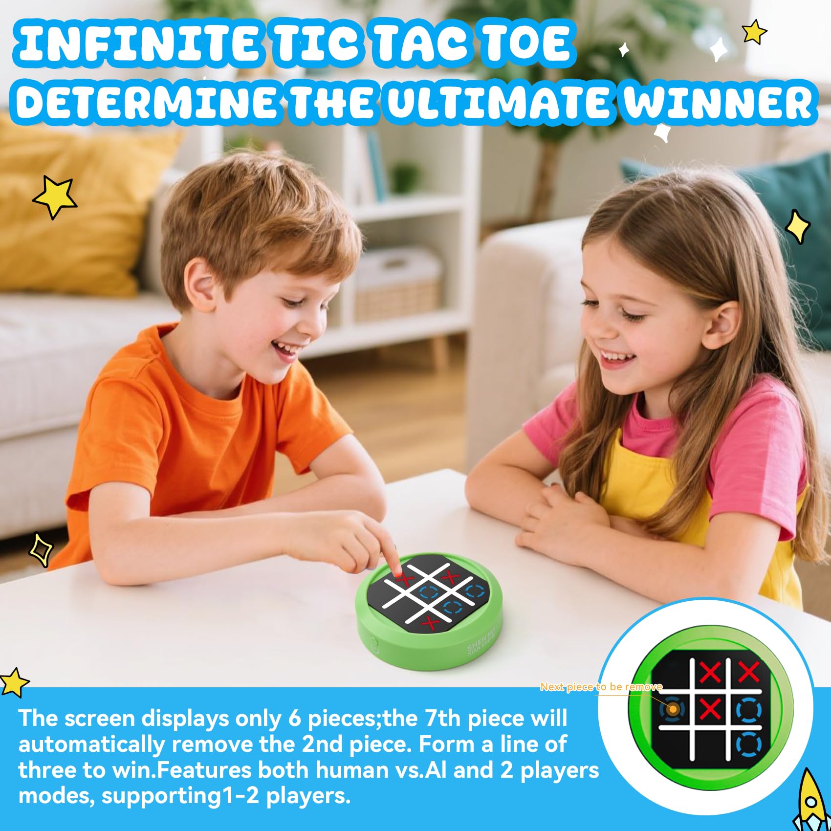 TFIOON Tic Tac Toe, Gioco Elettronico 4-in-1 Tris, Console di gioco di puzzle portatile Regalo Educativo per Bambini Adulti - Gioco in Famiglia (Verde)