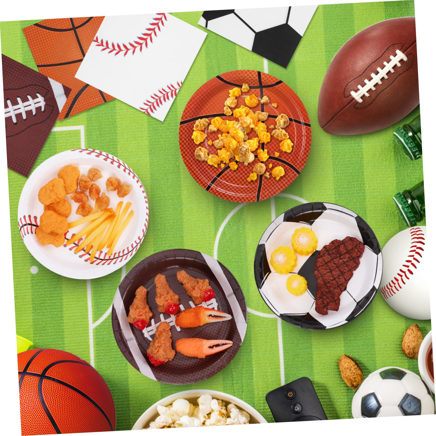 Healvian Set Piatti di Carta per Festa a Tema Sportivo Decorazioni Calcio, Basket, Baseball e Football, Resistenti senza Necessità di Lavaggio per Eventi e Riunioni Familiari