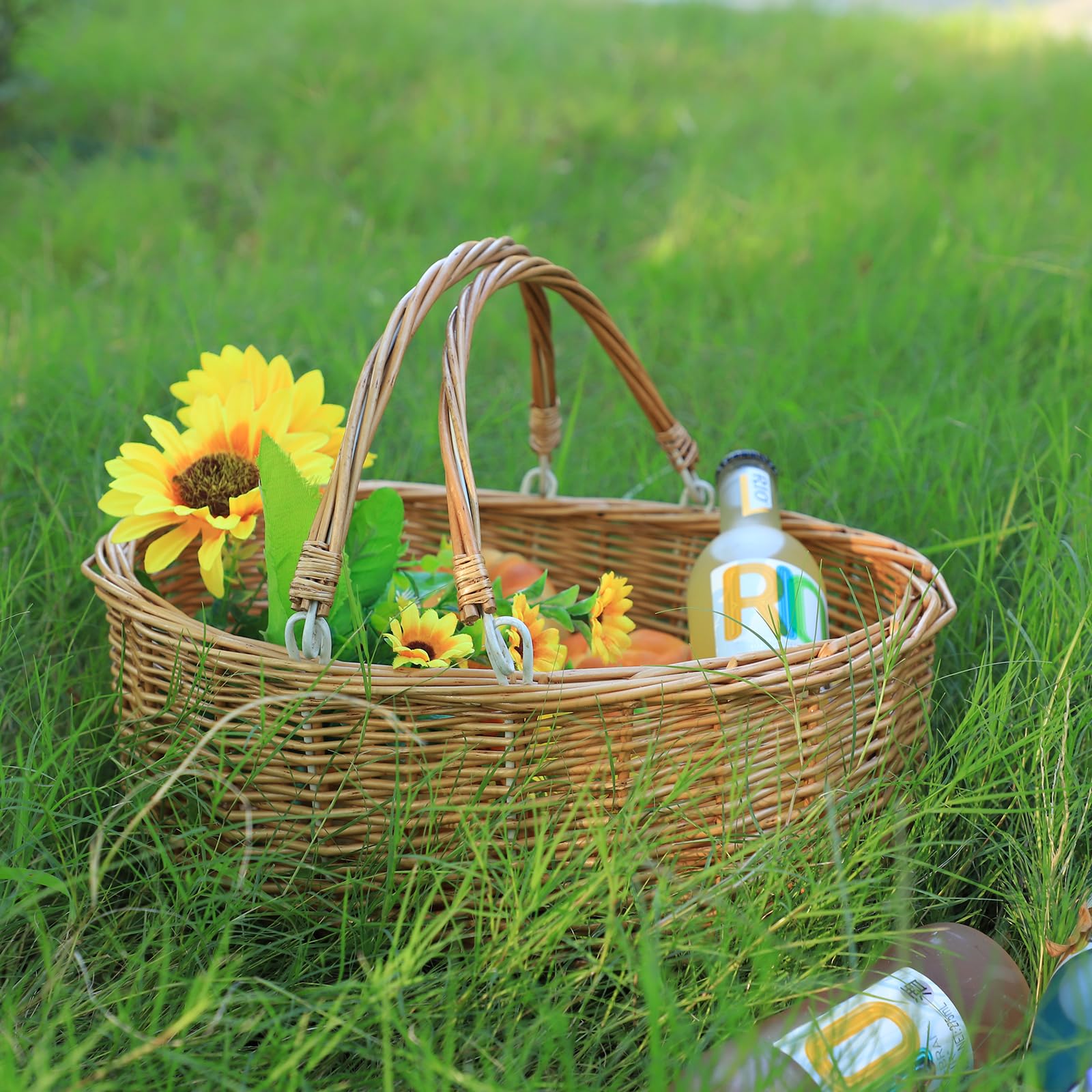 Wiklinowe kosze piknikowe z uchwytami. Wierzba królewska (naturalna)