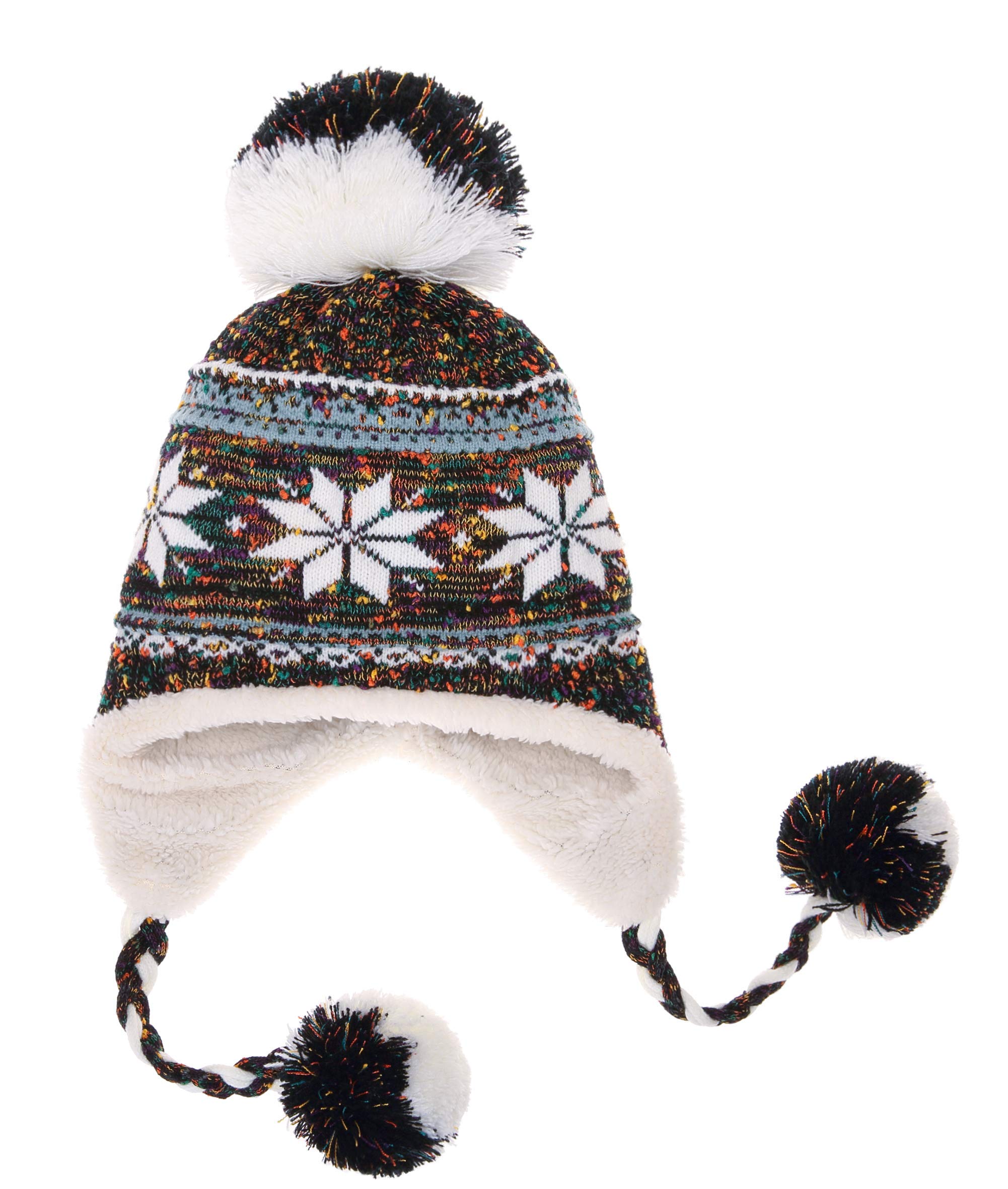 DosoniWomen Girl Winter Hats Knit Soft Warm Earflap Hood Cozy Large Snowflake Beani (Mixed Color)