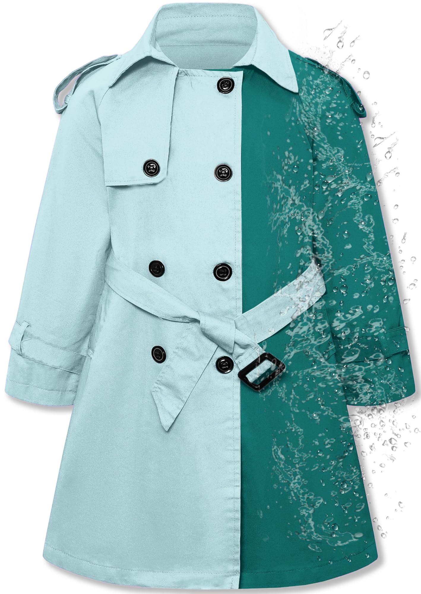 Betusline Womens &amp; Girls Waterproof Trench Coat Double Breasted Lapel Overcoat Outerwear, 3 Years - Women 2XL