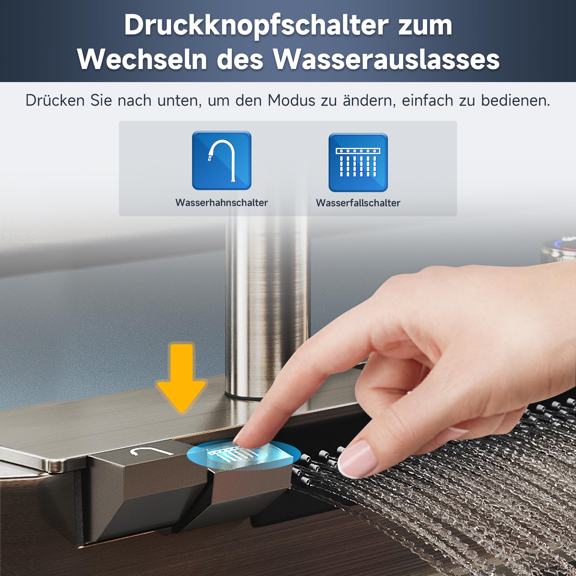 SONNI Küchenspüle 80x45x23cm mit Temperaturanzeige, Wasserfall, Schwarz | Edelstahl Spülbecken mit Wasserhahn, Wasserfilter, Gläserspüler, Abtropfwanne, Seifenspender, Schneidebrett, Ablaufset