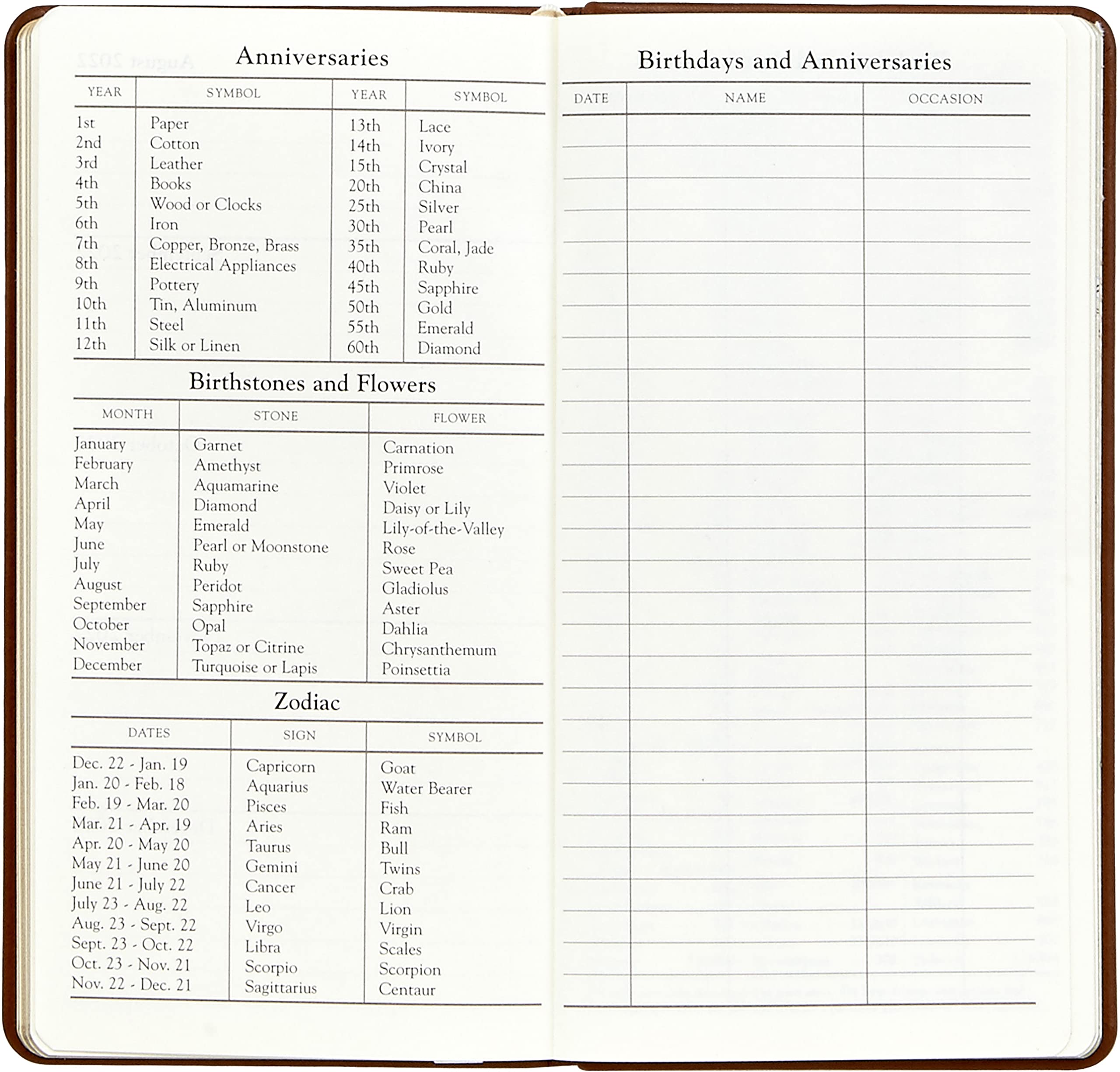 Graphic Image 2022 Pocket Datebook Planer Journal Echtleder 15,2 cm