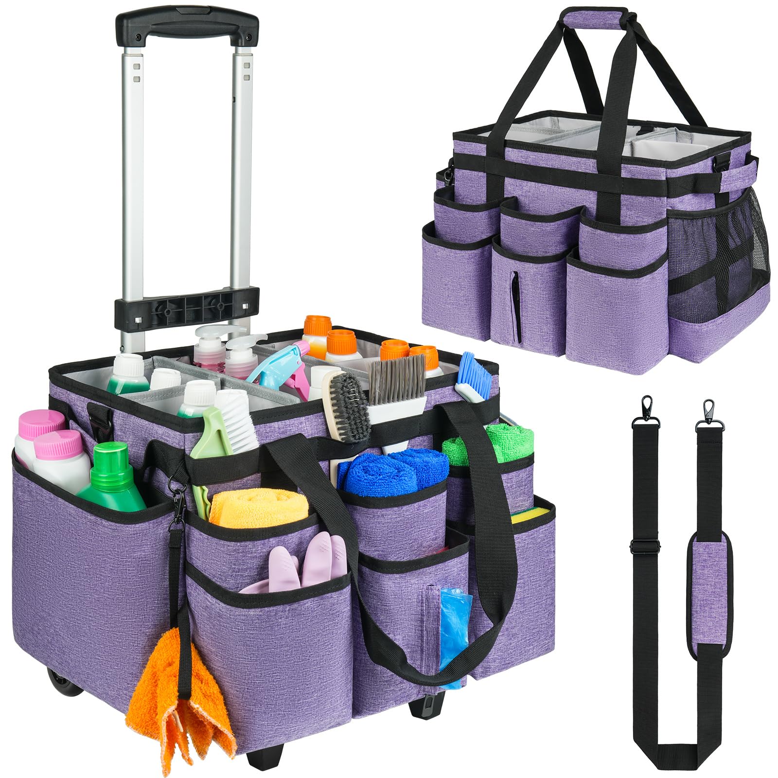Photo 1 of ZIOZERTT Rolling Cleaning Caddy Bag - Large, Purple