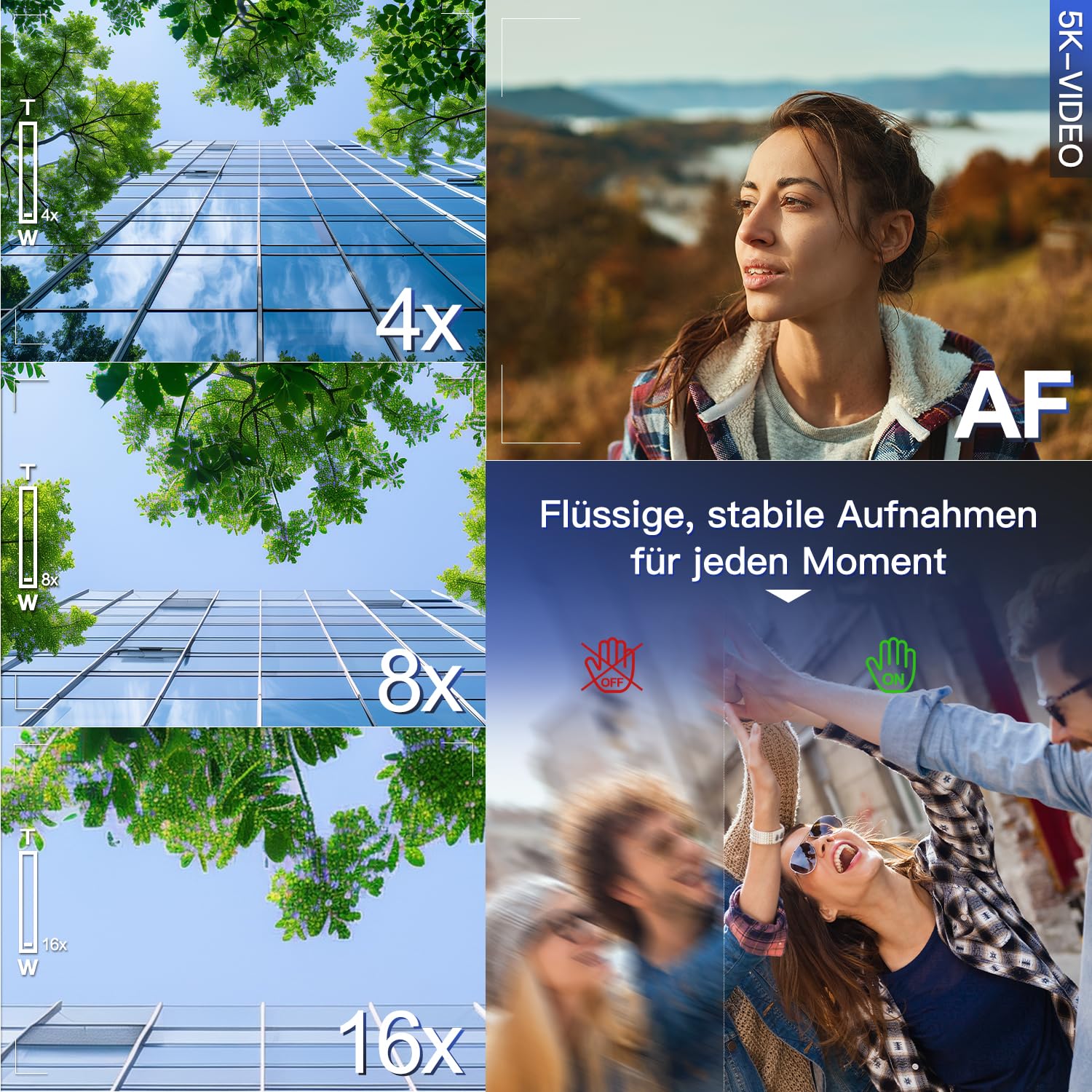 NBD 5K Camcorder 48MP F1.8 mit 16X Zoom & 270° Drehdisplay, 5K/30fps Video, WiFi – Profi-Vlog Kit inkl. 64GB + Mikrofon (Schwarz)