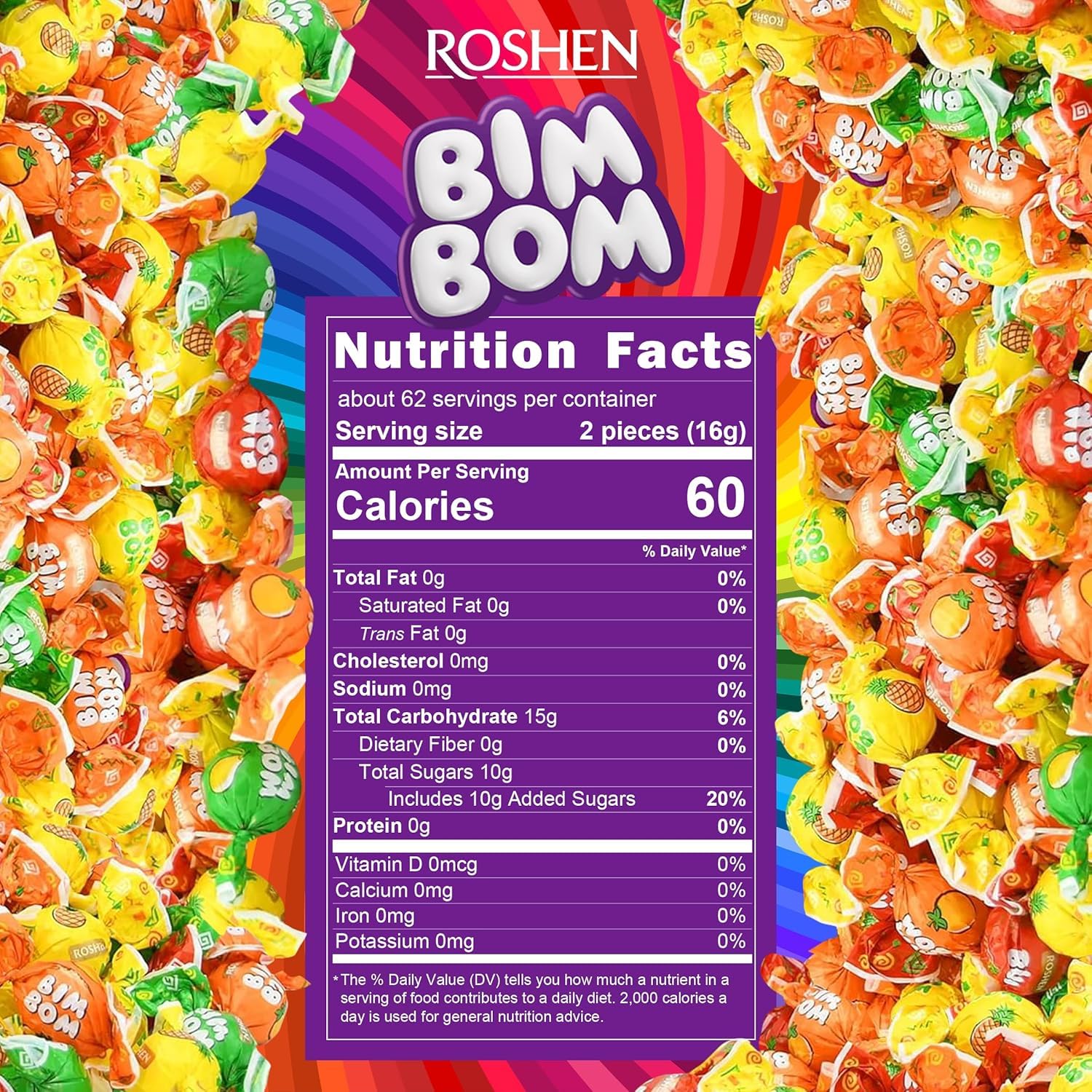 Roshen Bim Bom Candies with Fruit-Berry Filling, 125 Candies, 1000g 2