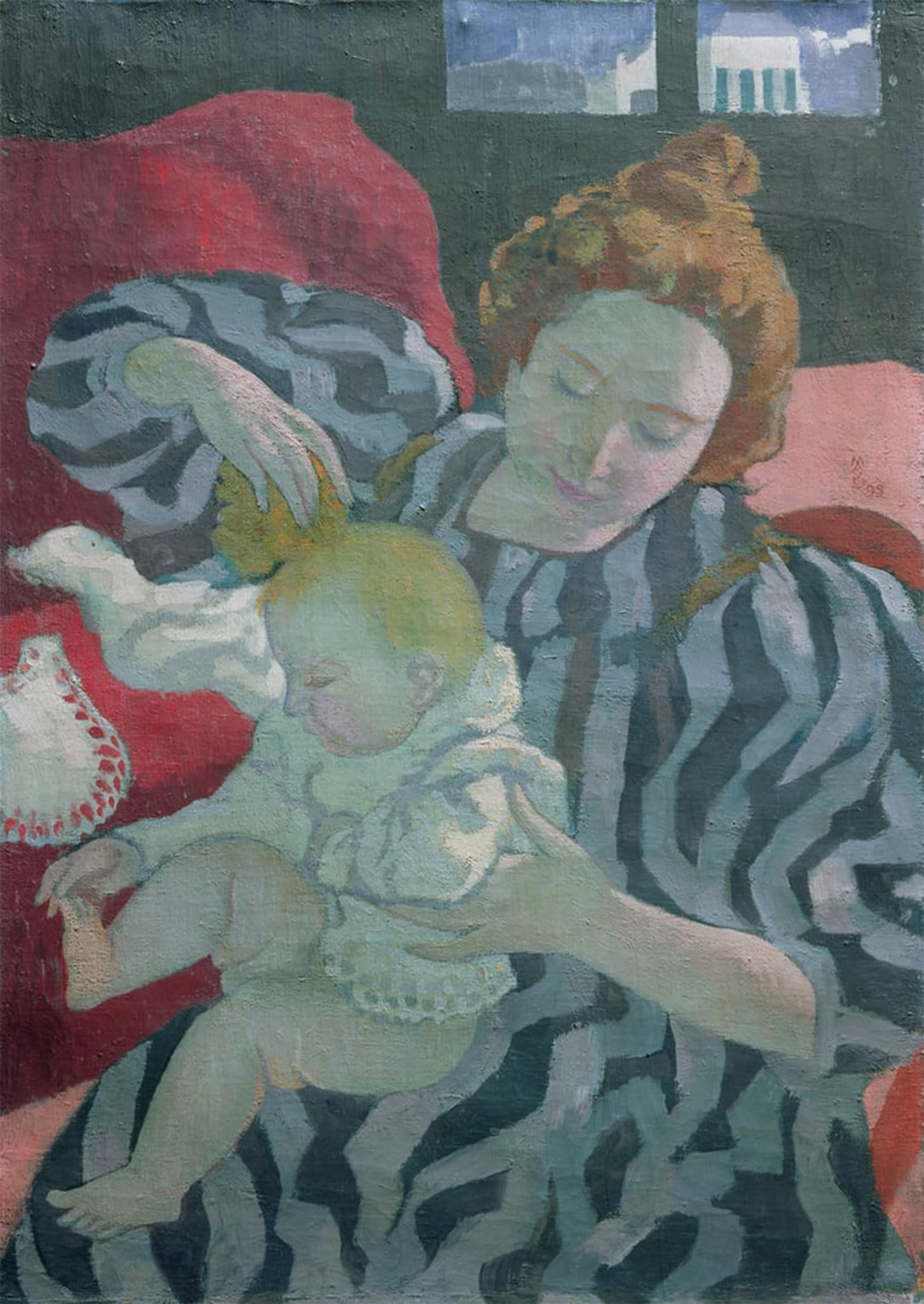 POSTERIIk Vintage Classic Picture Landscape Artwork a Mother Washing Her Child by Maurice Denis Portrait Canvas Painting for Office Home Decor 60x90cm