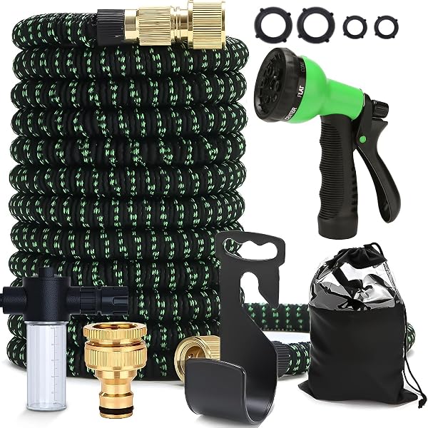 100ft Expandable Garden Hose with 8-Pattern Nozzle