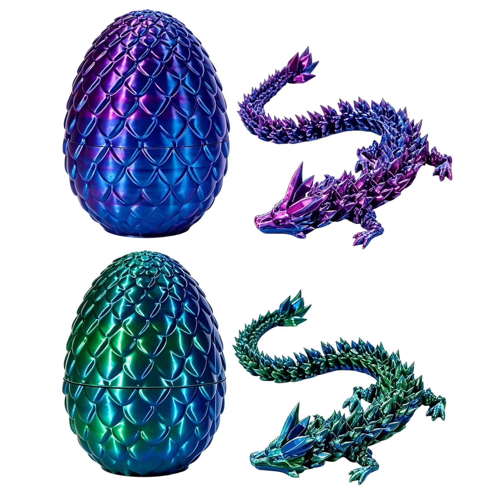 4 PCS 3D Printed Dragon Egg with 30cm Dragon, Collectible Display Piece, Creative Desk Decoration, Fantasy Toy for Ages 6 for Enthusiasts, Interactive Unboxing Experience