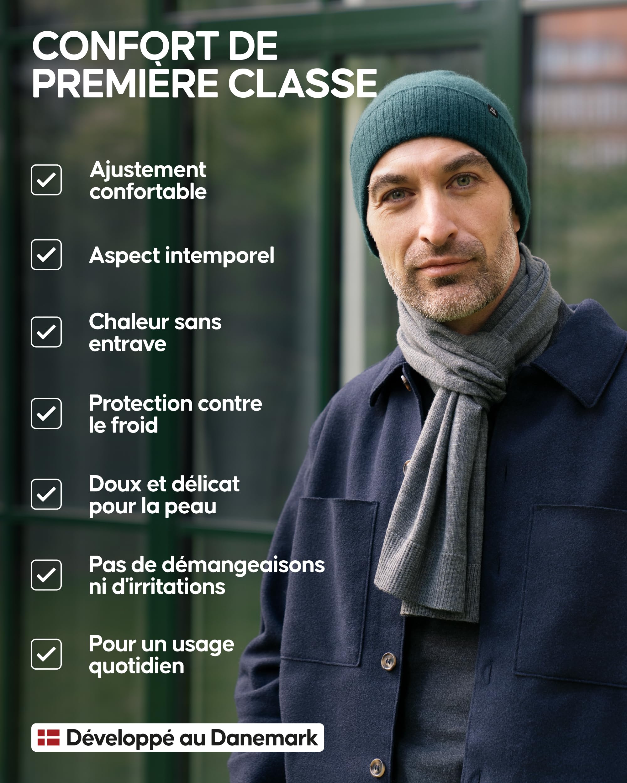 DANISH ENDURANCE Bonnet en 100% Cachemire, Chaud pour l'hiver | Bonnet en Cachemire, Doux, Chaud et Respirant, Taille Unique Extensible, pour l'Hiver et Usage Quotidien, Unisexe