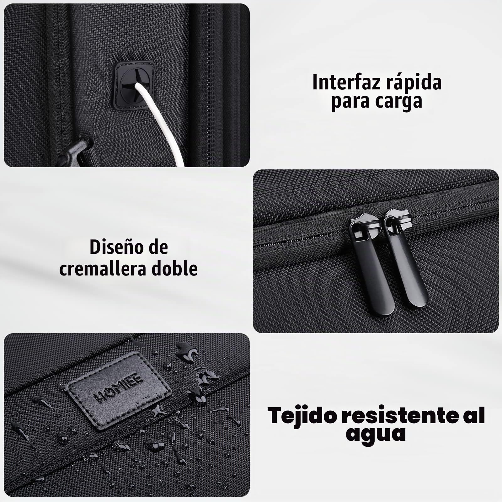 HOMIEE Mochila Viaje Mochila Cabina 55x40x20 50L Extensible Mochila Para Portátil 15.6 17.3 Pulgadas Equipaje de Mano Impermeable Bolsa para Negocio Trabajo Viaje Escolares Hombre Mujer