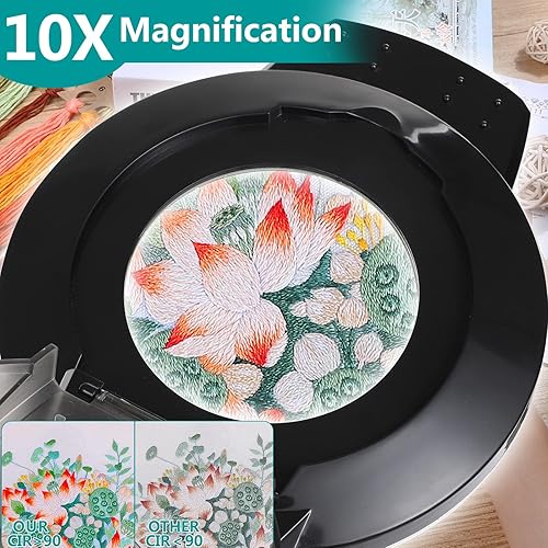 Miniatura 8 de Lupa 10X con luz, lámpara de aumento regulable sin escalones de 2200 lúmenes, lente de vidrio real de 4 pulgadas, lámpara de escritorio con lupa