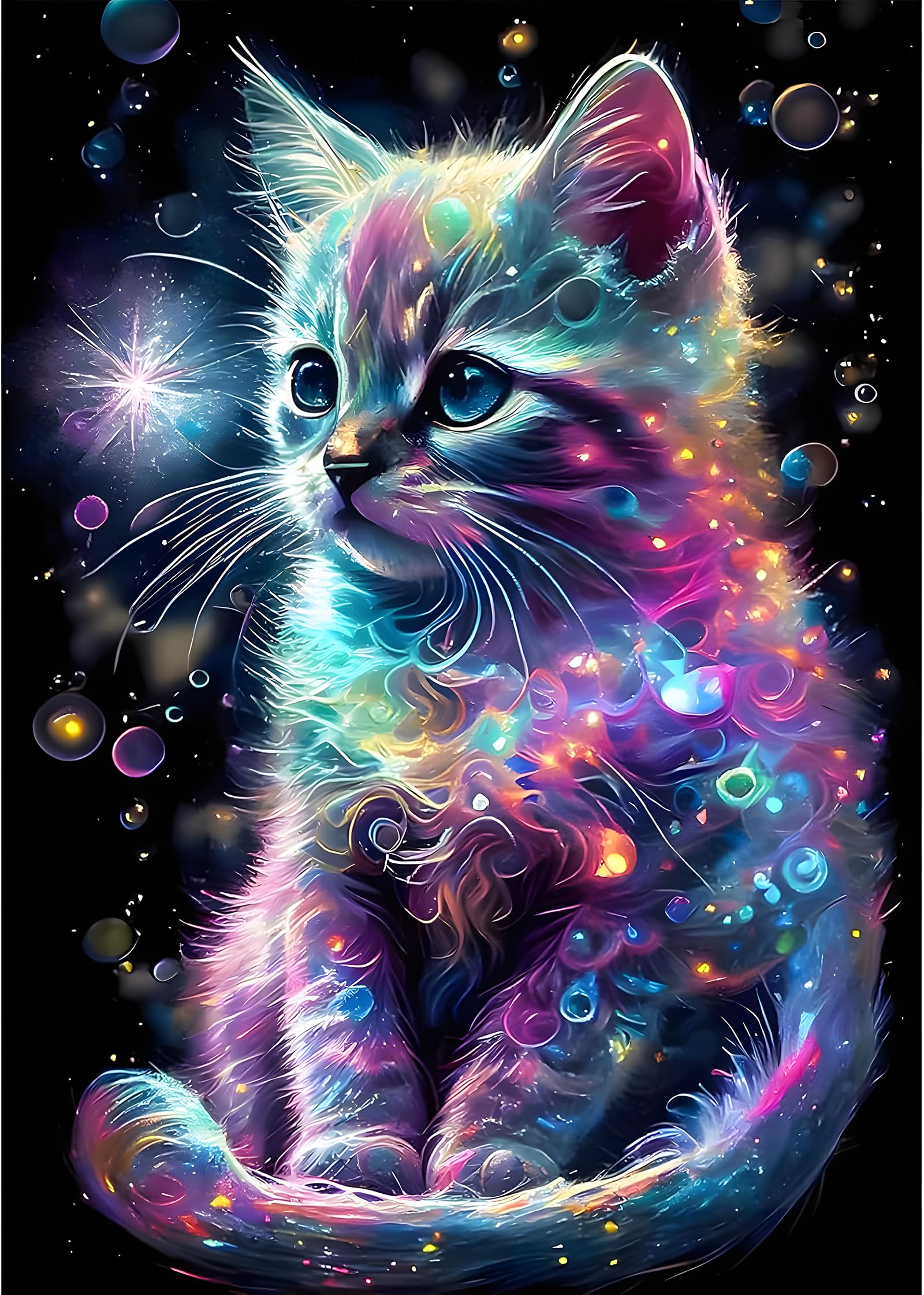 MXJSUA Diamantschilderij voor volwassenen, ontspannen kat diamant schilderij 5D compleet, diamant kits, diamant strass kruissteek kristal schilderij voor muur decoratie 30 x 40 cm