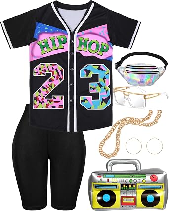 Haysandy Halloween 80s/90s Outfit for Women Hip Hop Costume Kit