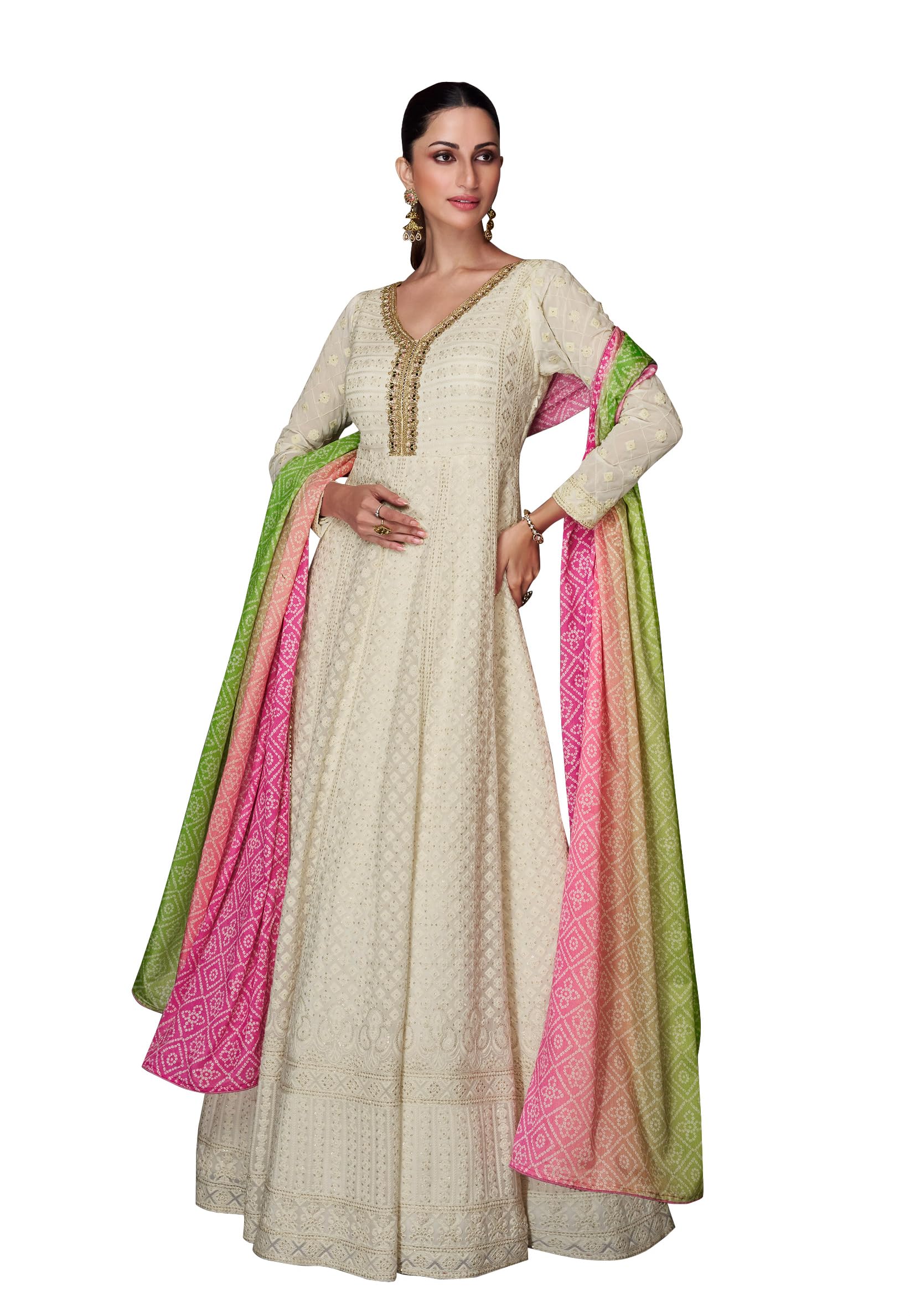 Georgette Free Size Embroidered Salwar Suit For Women-image-22