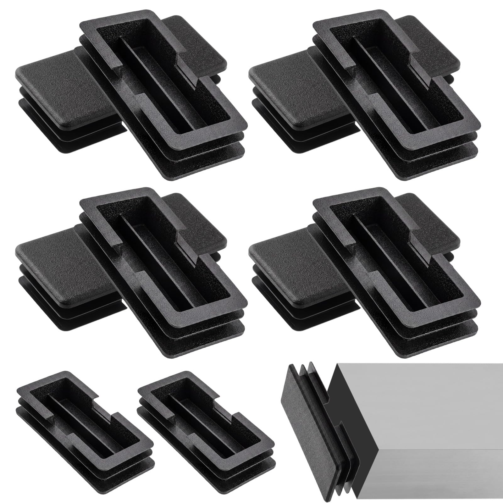 Jetec 10 Pack 2 x 4 Inch Square Tube End Caps, 2 x 4 Inch Tubing Plugs