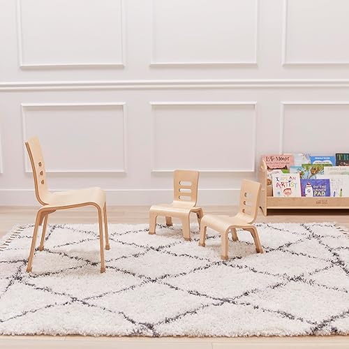 Miniatura 12 de ECR4Kids Silla de madera curvada, altura del asiento de 20 cm, asientos apilables, natural, paquete de 2