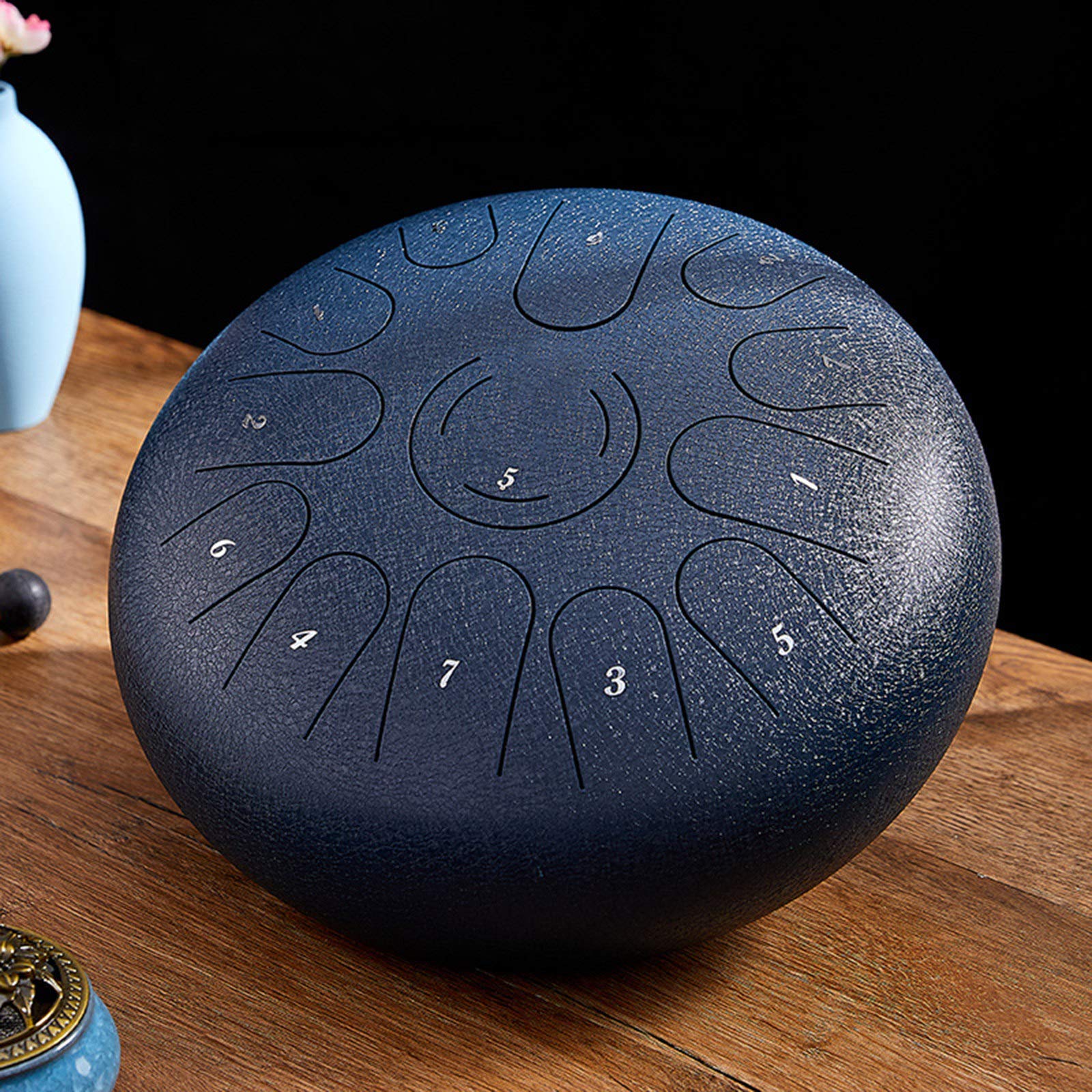 Steel Tongue Drum, Steel Tongue Drums Instruments fors, 12 Pouces 13 Tons Handpan Drum avec Maillets Sac de Transport Livre de Musique, Tongue Drum Percussion,NavyBlue