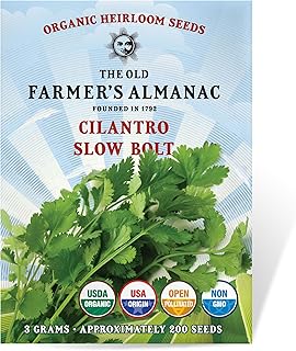 The Old Farmer's Almanac Heirloom Organic Cilantro Seeds (Slow Bolt) - A...