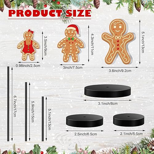 Miniatura 3 de Geetery 3 piezas de decoración de mesa de madera de Navidad, centro de mesa de madera de pie alto, letrero de mesa de hombre de jengibre de madera
