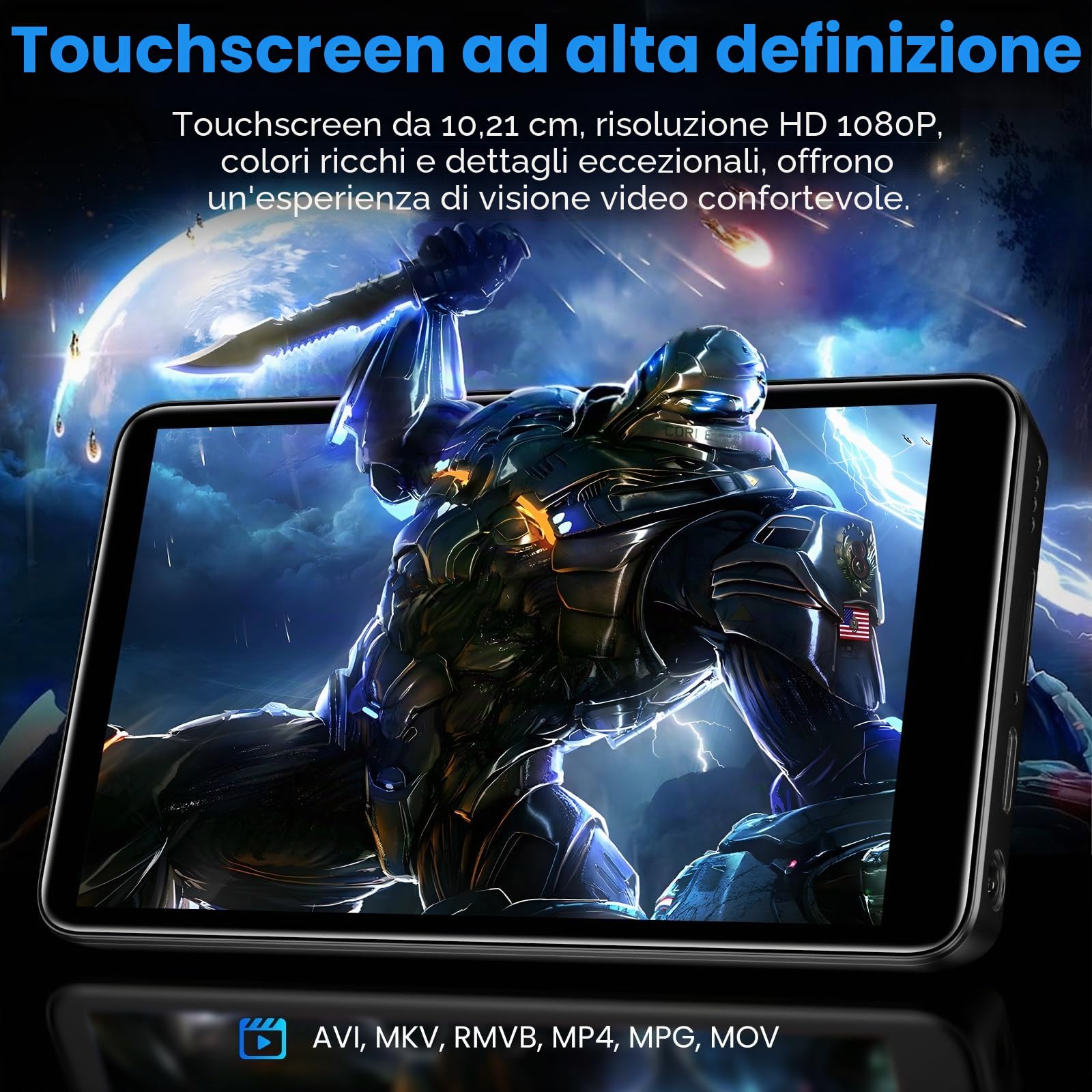 Diofox Lettore MP3 con Bluetooth e WiFi, sistema operativo Android 13, 3+32GB di memoria, lettore MP3 MP4 con touchscreen da 4,02 pollici, Spotify, Amazon Music, Deezer, Play Store, fino a 512GB-Nero