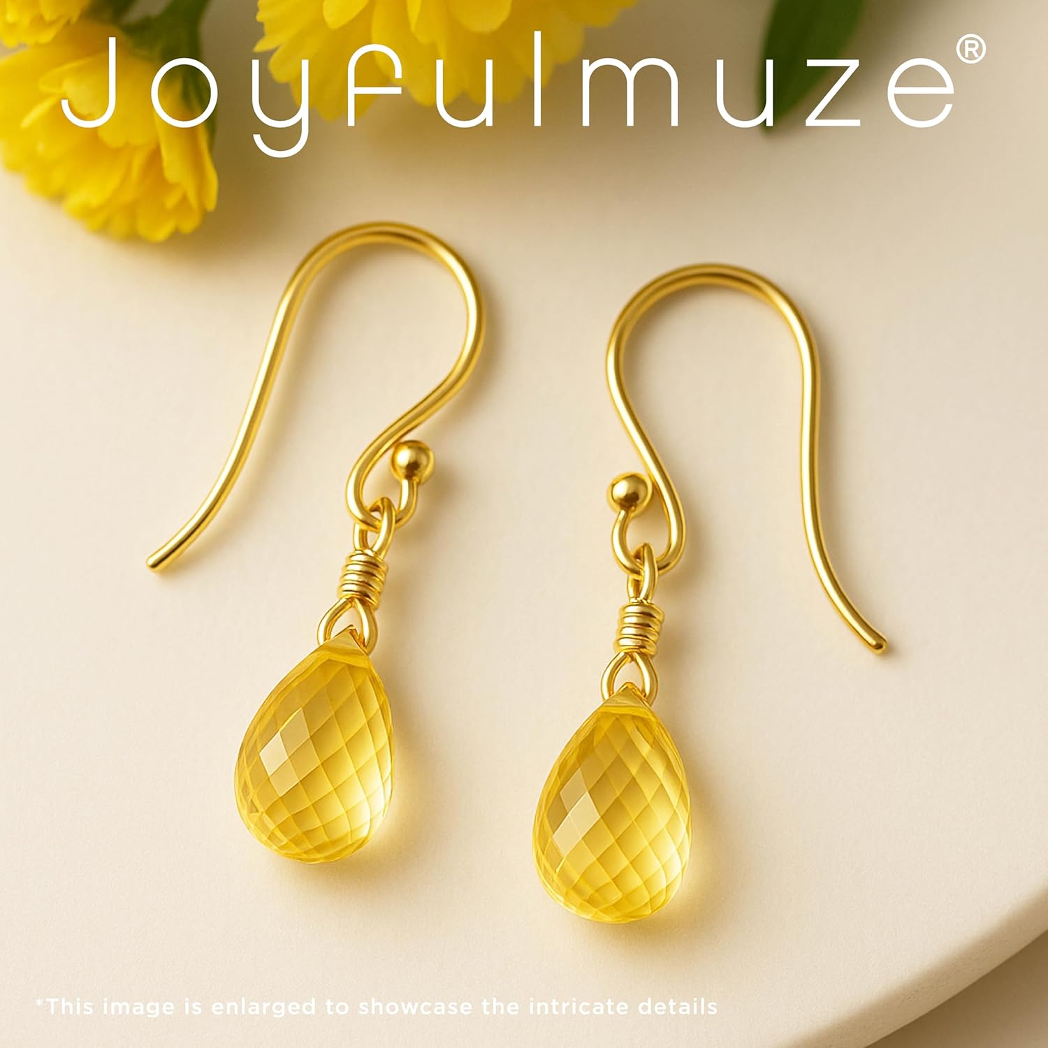 Genuine Amethyst Citrine Drop Earrings for Women – Faceted Teardrop or Pear Shape Quartz Stones Handmade 18K Gold Plated or Sterling Silver 925 Dangle Jewelry Gift 1 Inch Long Crystal - Image 2