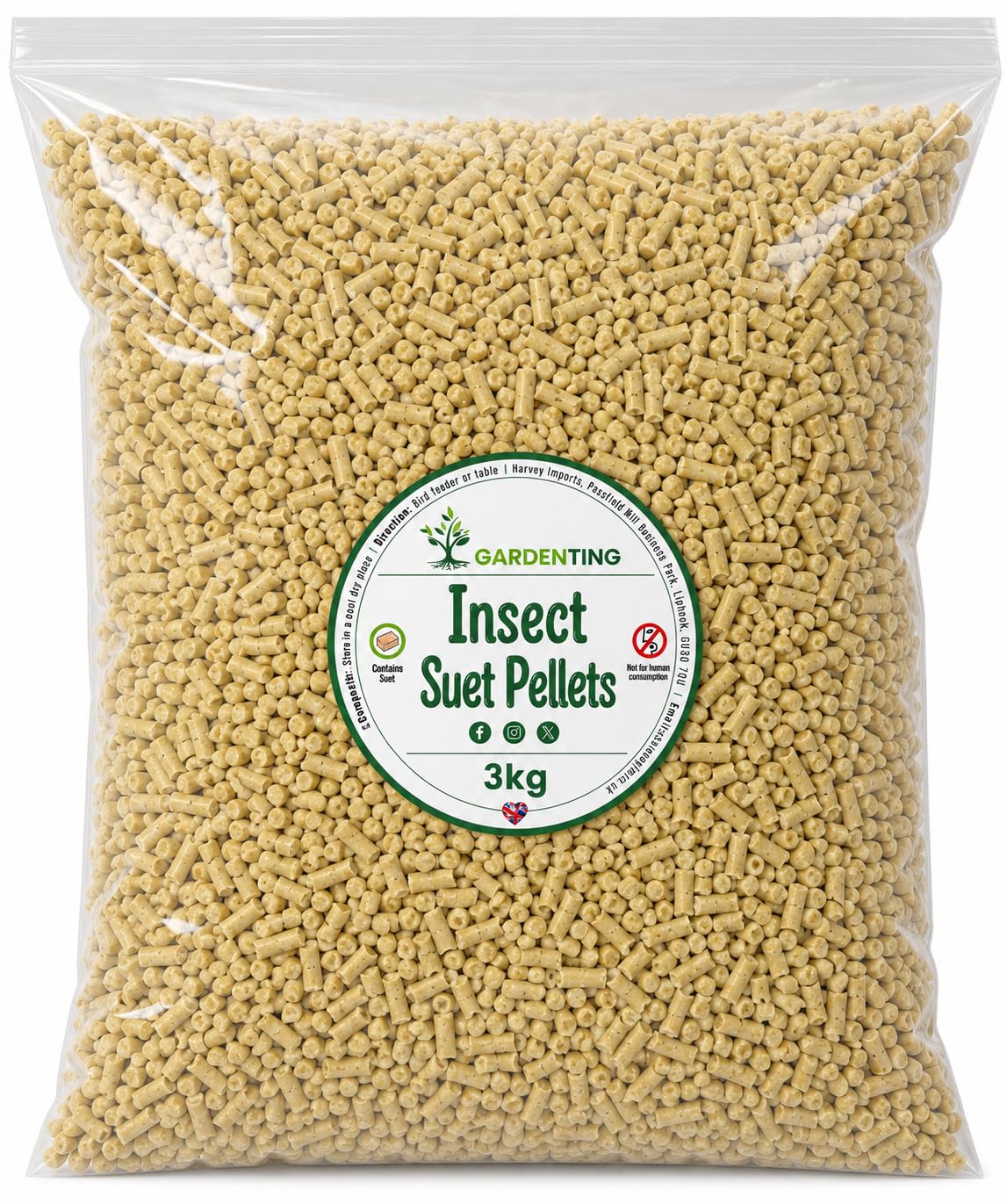 Garden Ting Insect Suet Pellets Wild Bird Food, 3kg