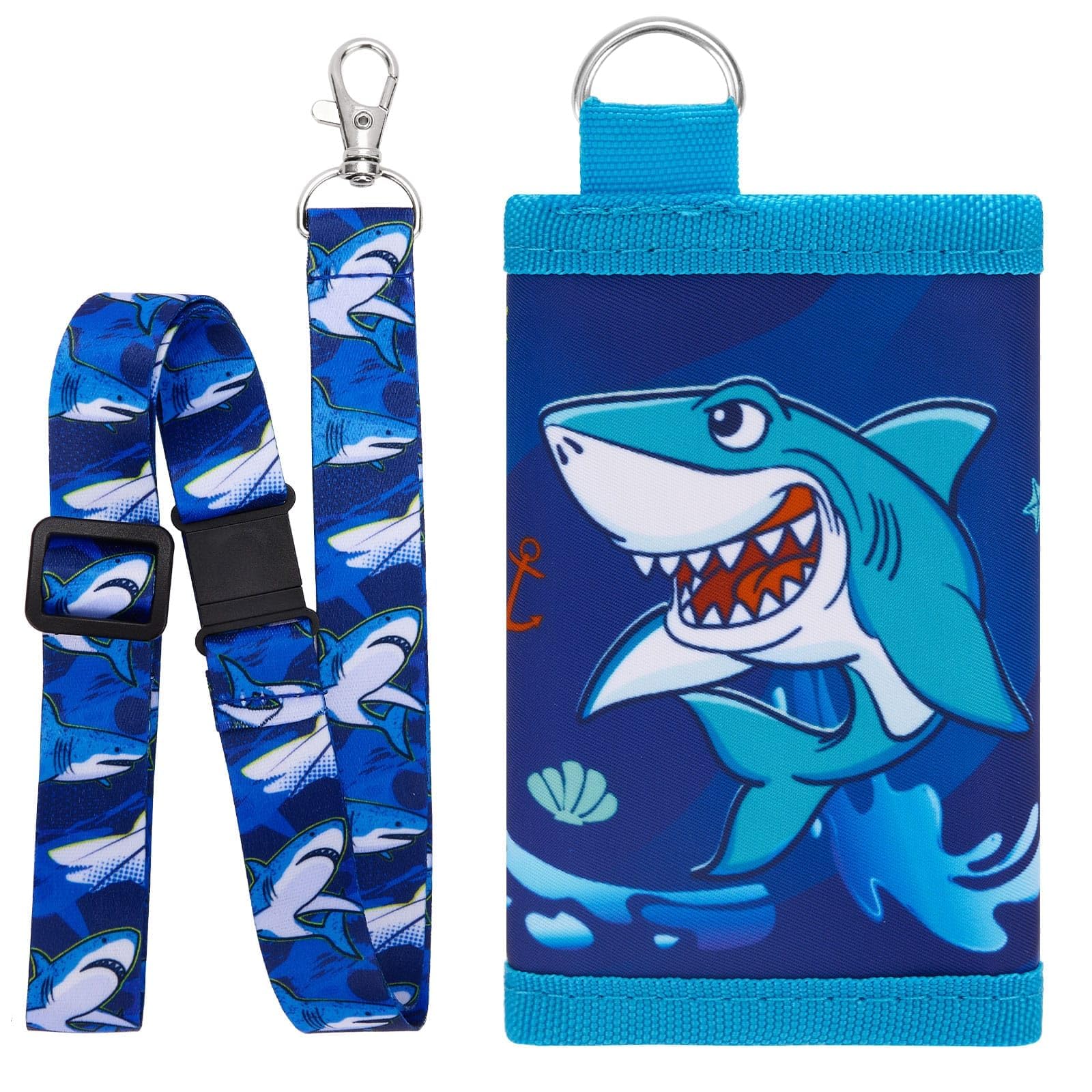 WAWSAM Shark Kids Wallet for Boy, Trifold Boys Wallet for Kid Age 4-18