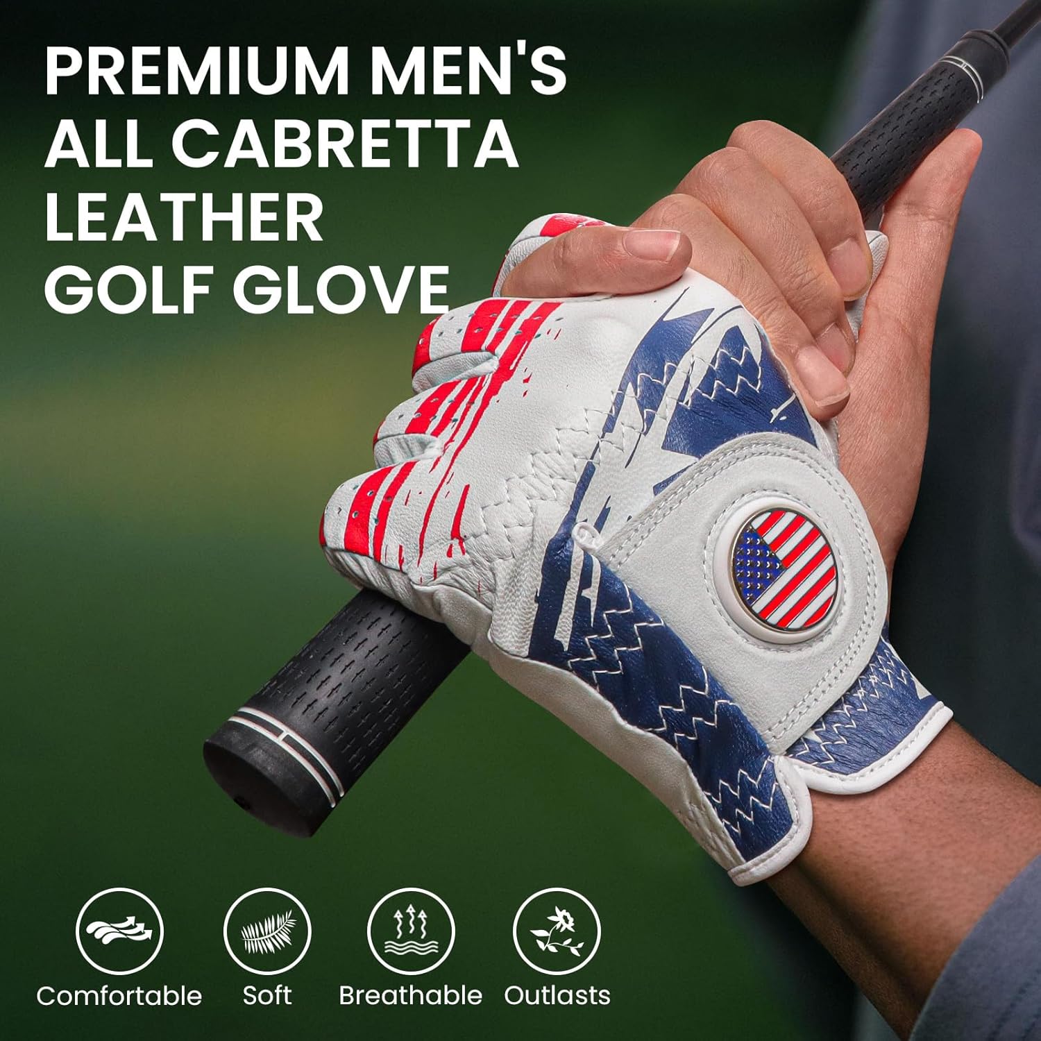 Golf Gloves Men All Premium Cabretta Leather 1 Pack with 2 Ball Marker, Mens Golf Glove Right Handed Golfer Left Hand All Weather Grip, Fit Size Small Medium ML Large XL - Image 7