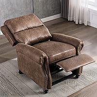 Vista 7 de CANMOV Sillón reclinable de cuero con decoración de remaches, sofá individual para sala de estar, color chocolate