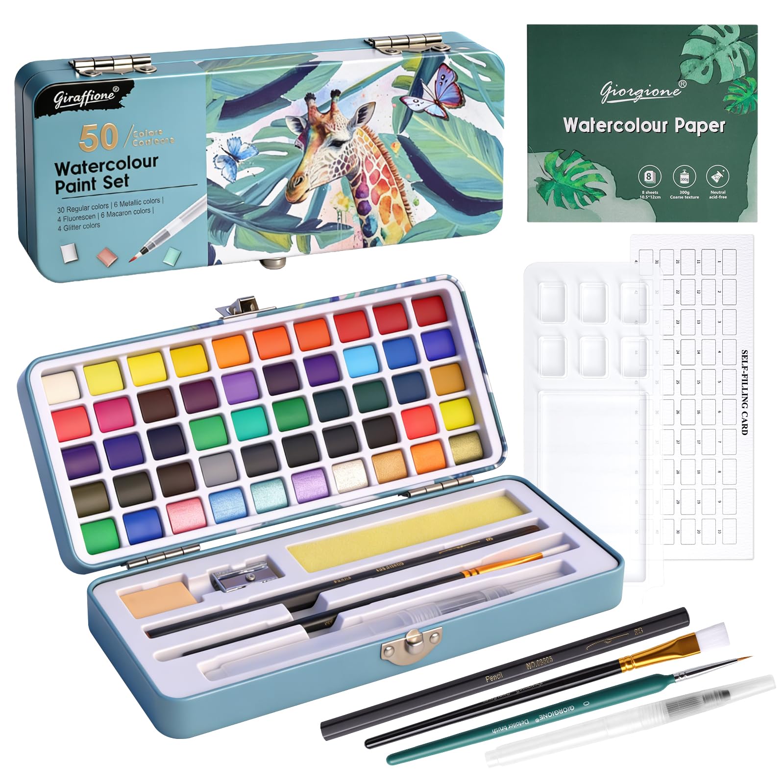 Connextion Aquarellfarben Set 50 Farben Leuchtende in Tragba