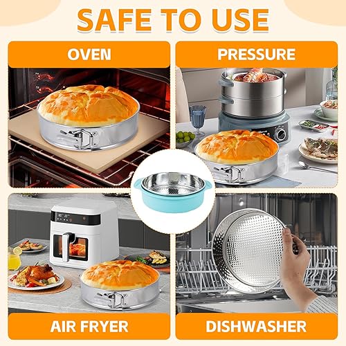 Miniatura 3 de Aufind Springform - Molde para pasteles de acero inoxidable 304 de 9 pulgadas, con parte inferior extraíble, diseño antiadherente a prueba de fugas,