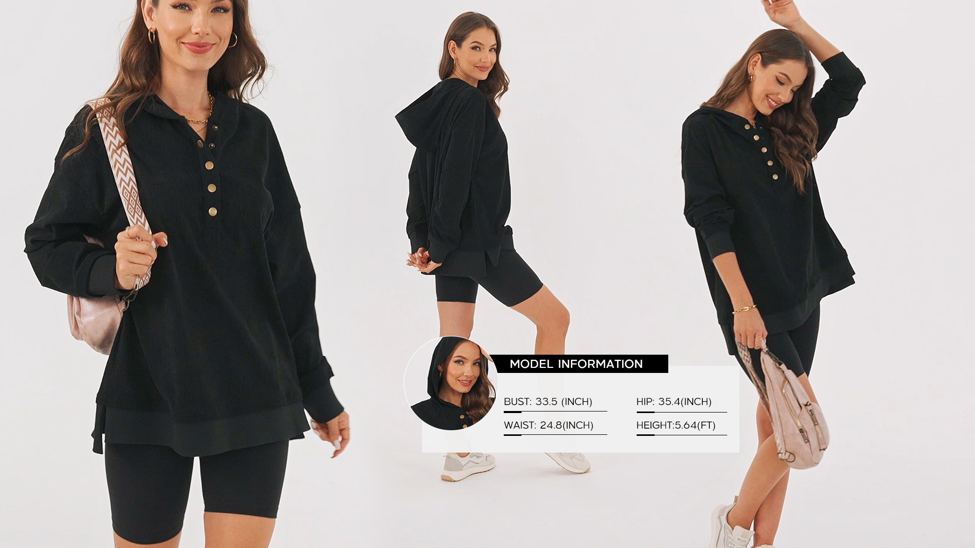 EVALESS Women's Oversized Hoodie - Long Sleeve Jacquard Sweatshirt With Drawstring Hood & Pockets