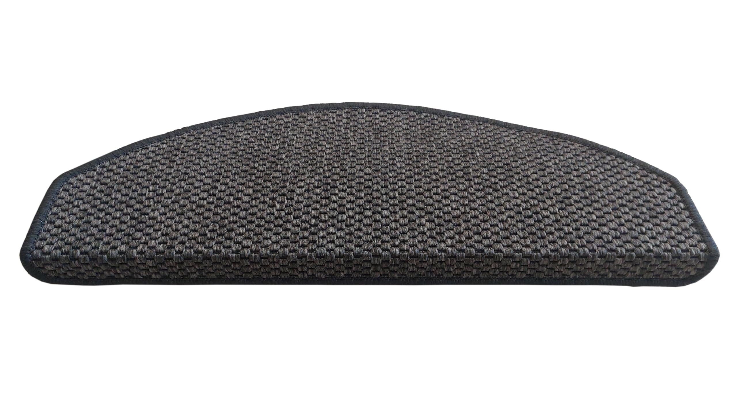 oKu-Tex Stufenmatten Sisal Optik, Stufenmattenset 15 teilig Florenz, halbrund, 65 x 24 cm, mit Winkelschiene, selbstklebend, anthrazit, Flachgewebe