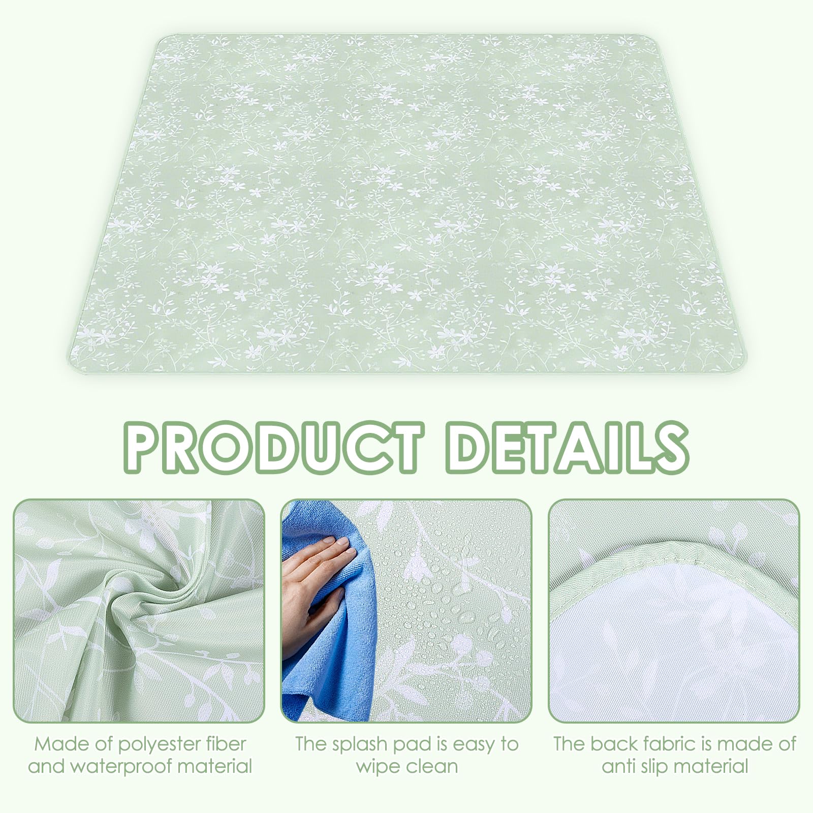 Baby Splash Mat for Under Highchair 130x130cm Waterproof Messy Mat Anti-Slip High Chair Splash Mats Reusable Washable Floor Protector for Feeding Painting - Image 4