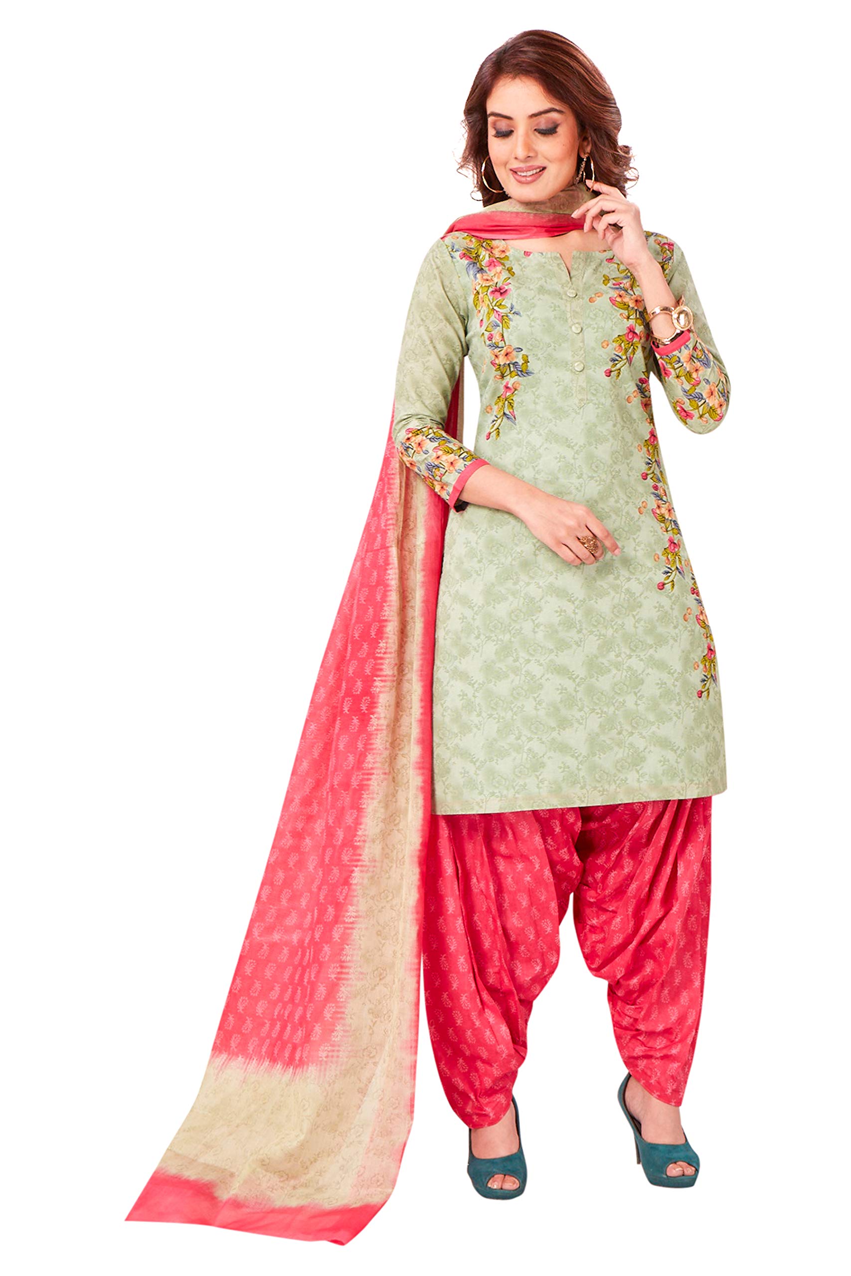 jevi prints Women's Cotton Printed Straight Readymade Stitched Patiala Kurta Dupatta-picture-27