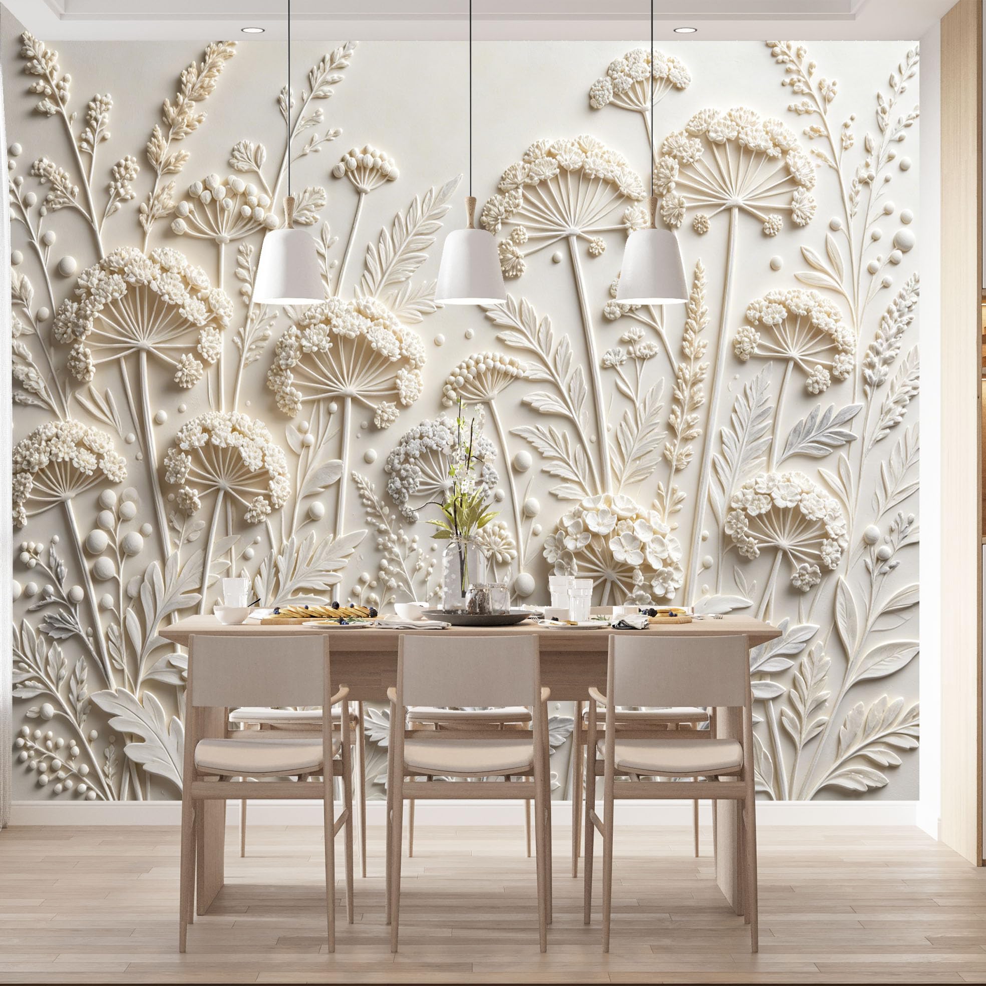 Carta Da Parati Fotografica con Effetto 3D Raffigurante Grappoli Di Semi Di Tarassaco E Sottili Fili D'Erba 210×150 cm (Lxa). Decorazione Murale Panoramica per Soggiorno Camera Da Letto Sfondo Diva