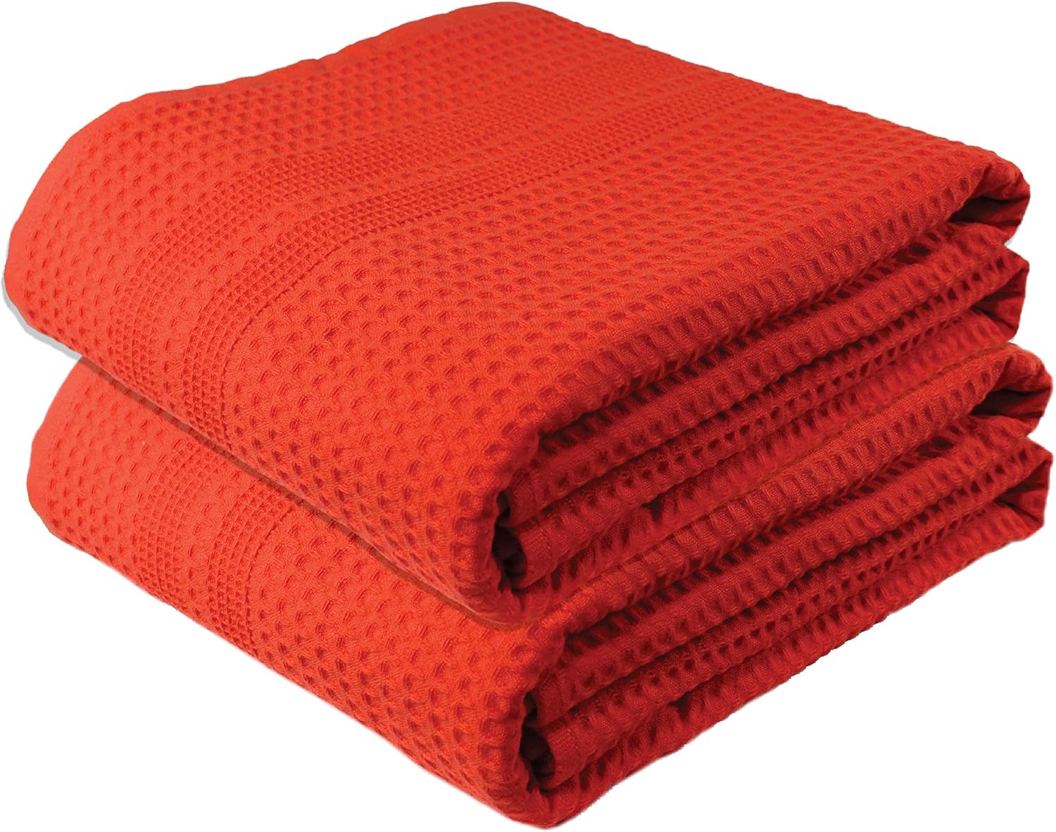 GILDEN TREE Waffle Bath Sheet Large Bath Towels Quick Dry Thin Body Towels, 40x80 Oversized Bath Towels for Adults, 2 Pack Bath Sheet Set, Classic Style (Bright Coral) - Thumbnail 2