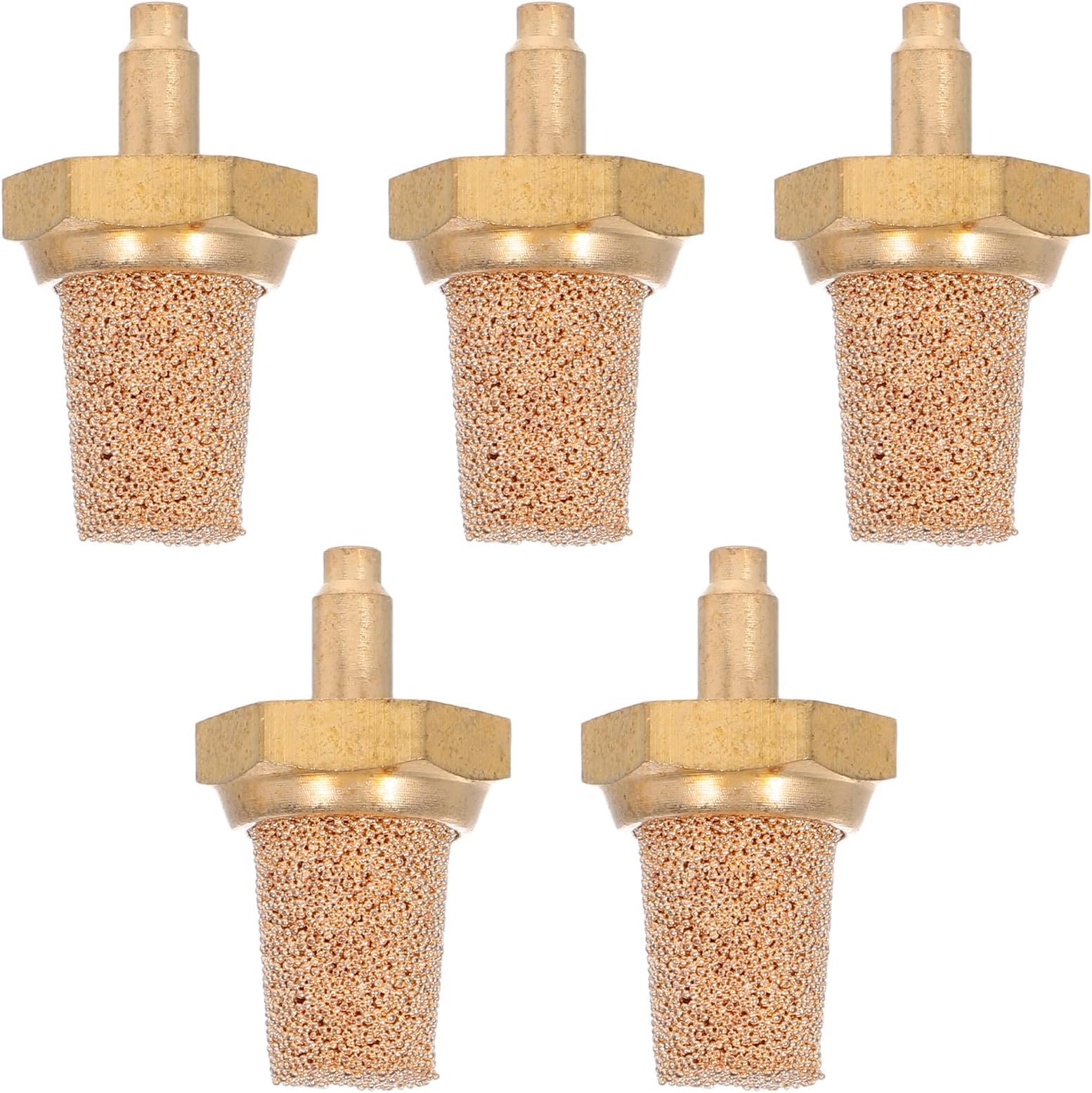 5pcs Brass Fog Machine Nozzle with Filter Pneumatic Air Compressor Muffler Silencer for Enhanced Fog Dispersion and Noise Reduction Compatible Stage Smoke Machine Accessories