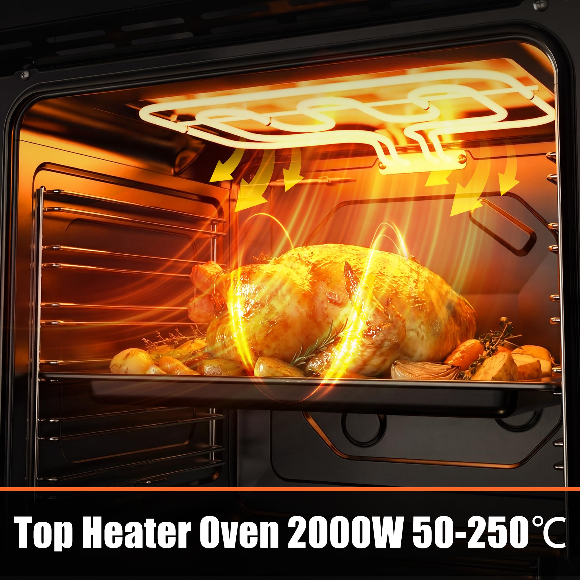 Horno Empotrable de 60 cm, 4 Funciones de Cocción, 65 L