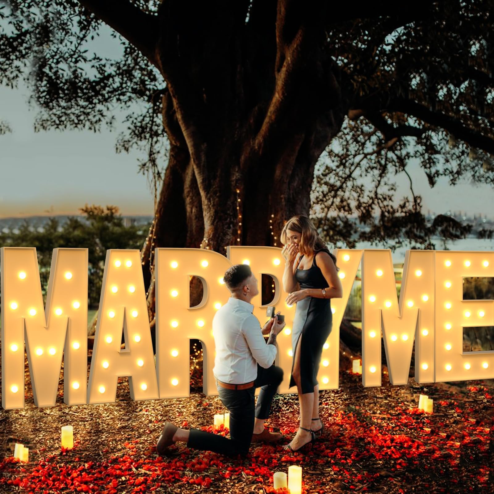 imprsv Carpa de carpa iluminada con letras de mosaico de 1,2 m para fiesta de bebé, compromiso, graduación, decoración de fiestas, letras grandes para decoración de fiestas,