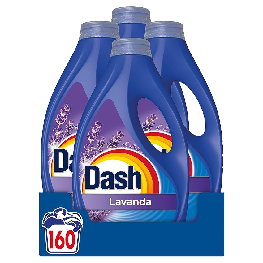 Dash Detersivo Liquido Lavatrice, 160 Lavaggi (4x40), Lavanda, Rimuove Le Macchie e Igienizza, Dona Freschezza, Brillantezza Per I Capi, Efficace Anche A Freddo E In Cicli Brevi