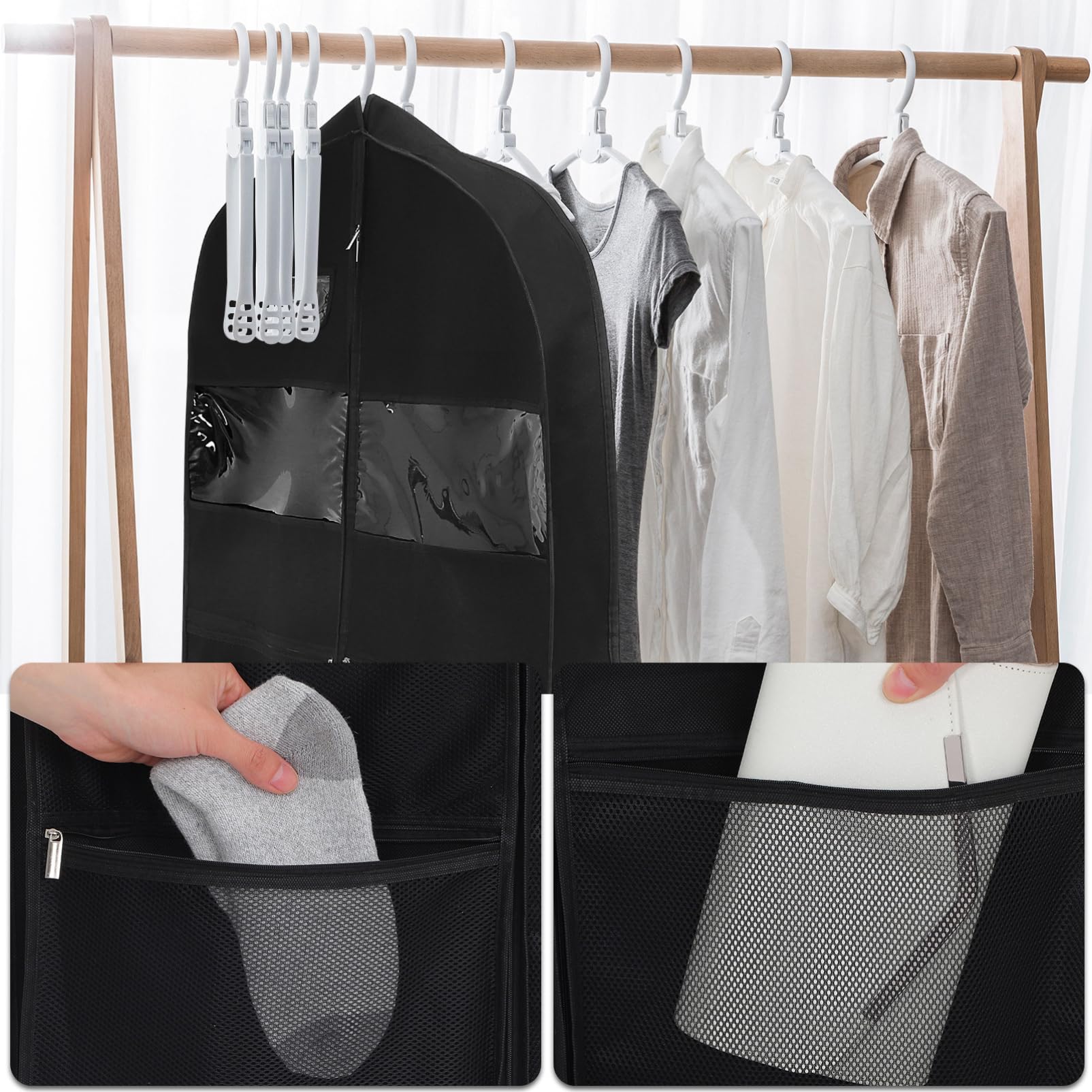 2piezas Ropa Fundas Para Trajes Almacenamiento De Ropa Múltiples Compartimentos