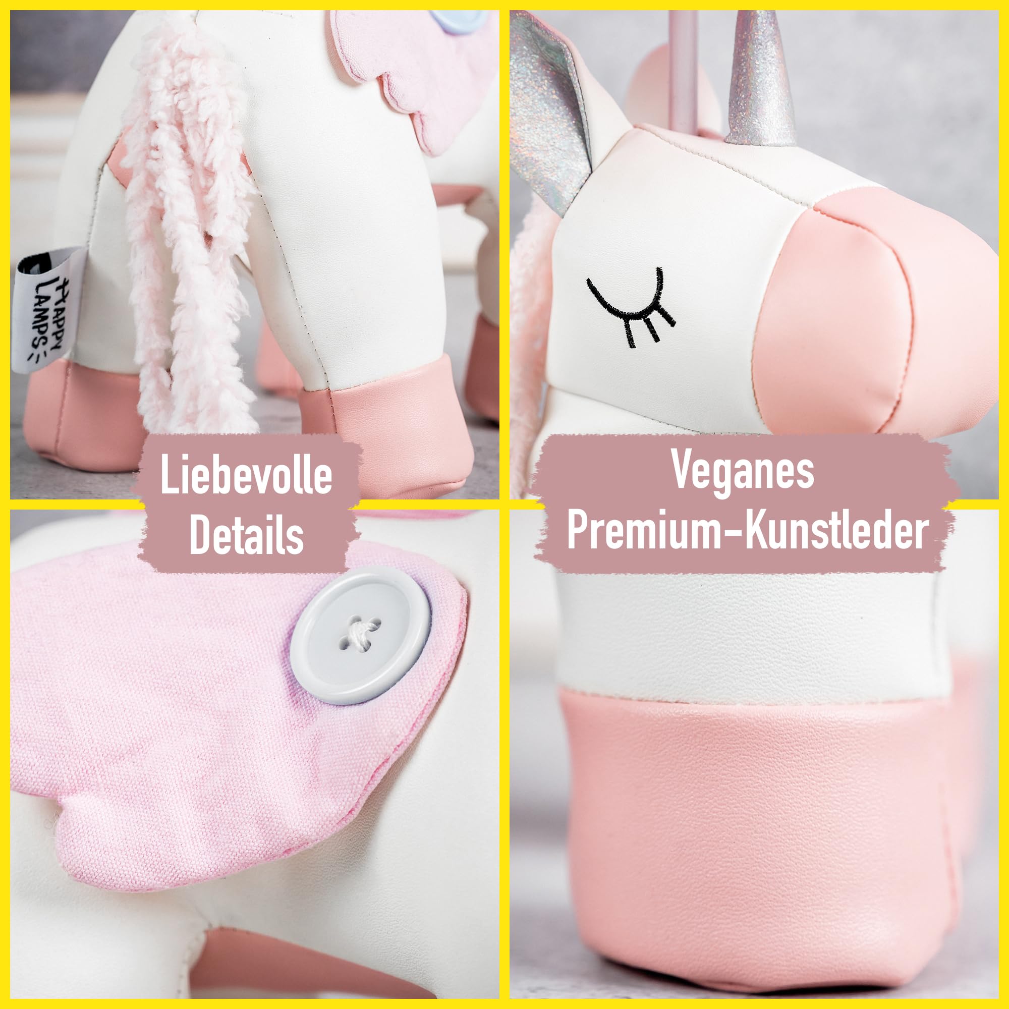 Happy Lamps Elsa das Einhorn LED-Tischlampe Kinderzimmer 51 cm Geschenkidee | handgefertigt, kindersicher, ideal fürs Kinderzimmer, Geschenkidee