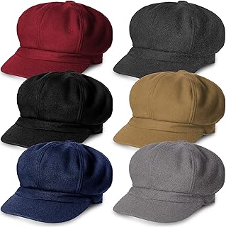 6 Pcs Women Newsboy Caps Ladies Hat Warm Wool Visor Beret Hats for Women...