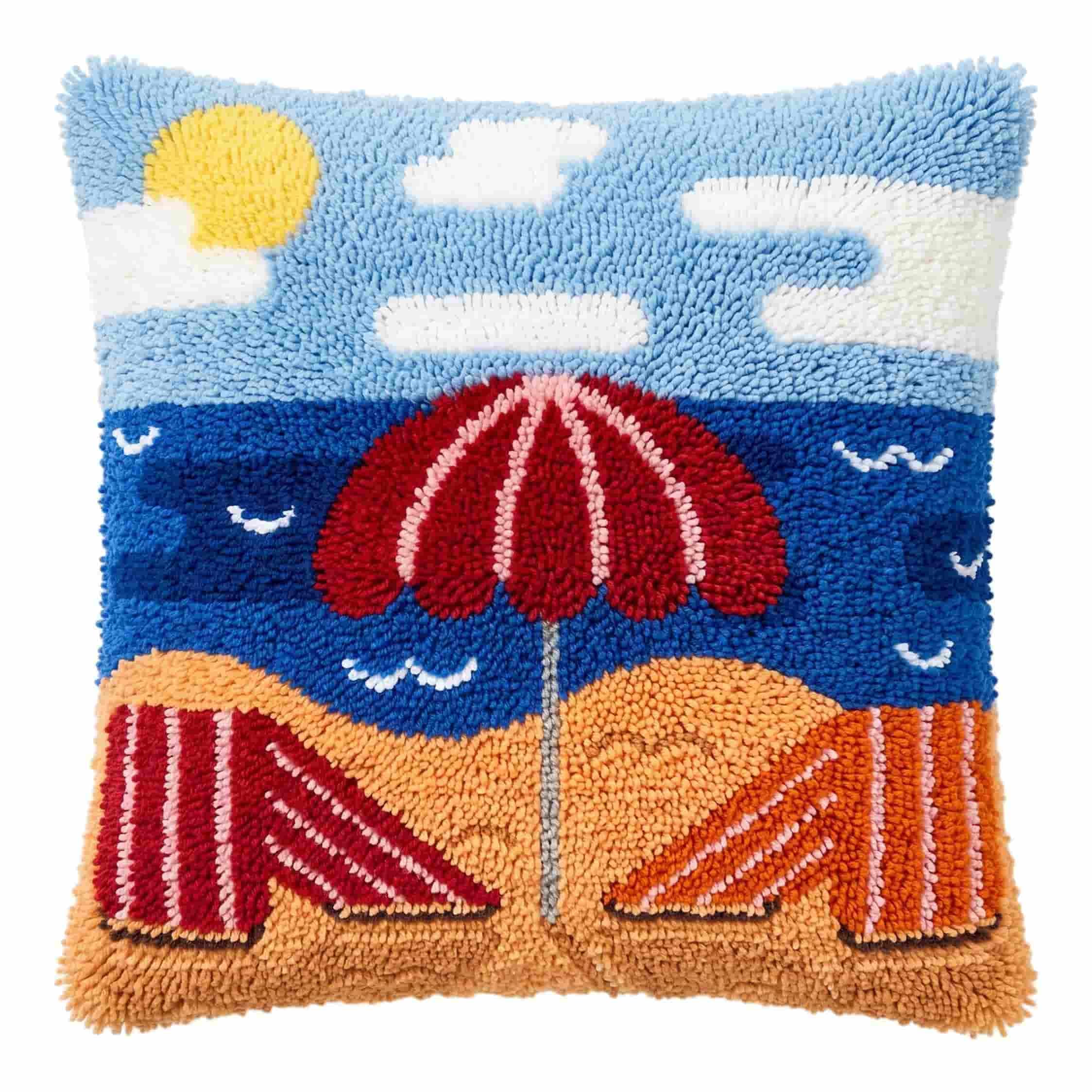 AxiangziK Latch Hook DIY Pillow Kit,Umbrella Chair Cushion Cover 43X43Cm